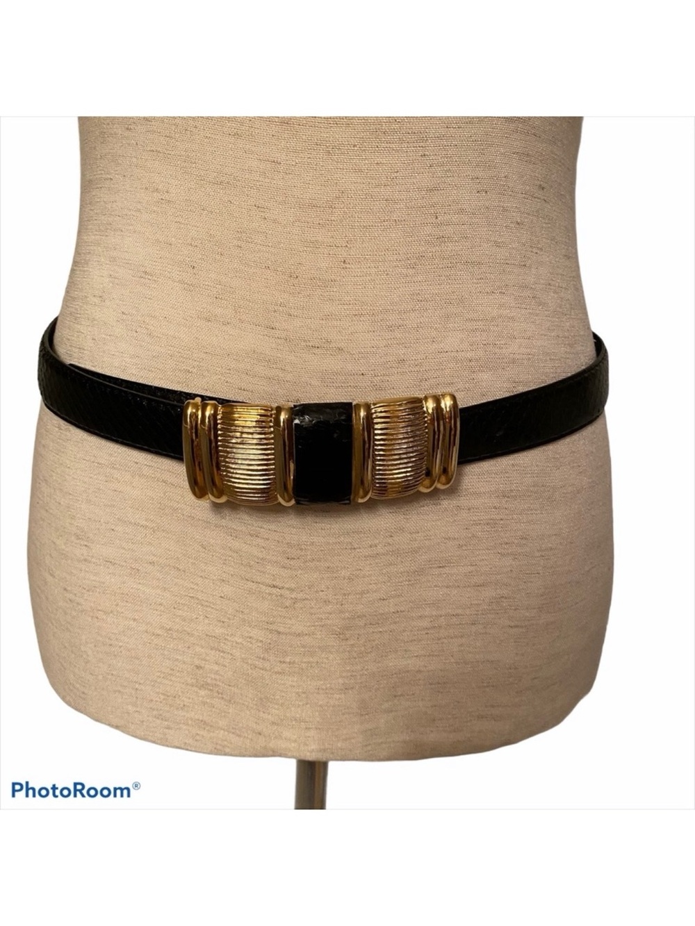 JANA BELT BLACK SNAKESKIN GOLD BUCKLE ACCESSORY Size L